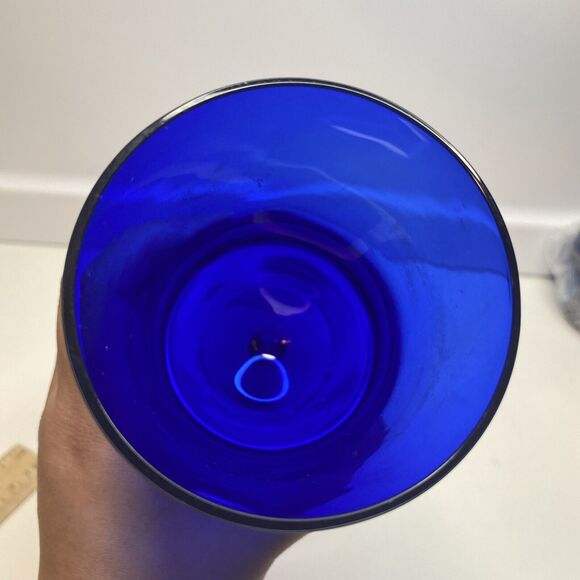 Block Vase San Carlos Crystal Collection Cobalt Blue Cylinder Art Glass 6.25" - Picture 3 of 9